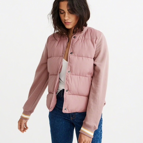 Abercrombie & Fitch Jackets & Blazers - WOMENS PUFFER TWOFER BOMBER JACKET SWEATER TOP DEFECT XS